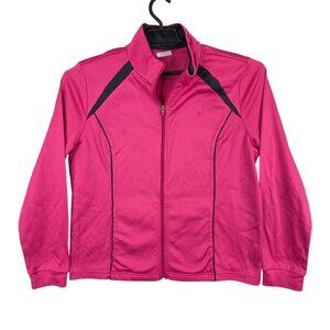 Womens Danskin Now Pink & Black Raglan Piped Track Jacket Full Zip Polyester XXL